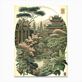 Yuyuan Garden, 1, China Vintage Botanical Canvas Print