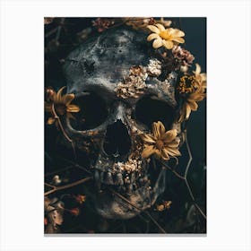 Skull With Flowers 4 Canvas Print