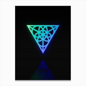 Neon Blue and Green Abstract Geometric Glyph on Black n.0475 Canvas Print