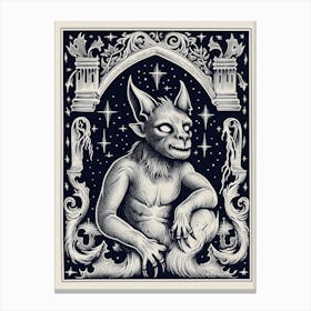 Gargoyle Tarot Card B&W Canvas Print
