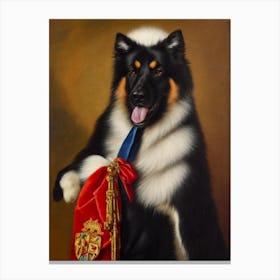 American Eskimo Dog Renaissance Portrait Oil Painting Canvas Print