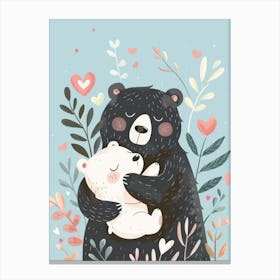 Black Bear Hugging Polar Bear 1 Canvas Print