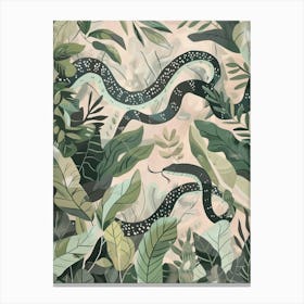 Snakes Pastels Jungle Illustration 3 Canvas Print