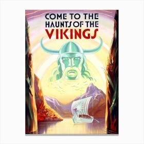 Haunts Of The Vikings, Vintage Travel Poster Canvas Print