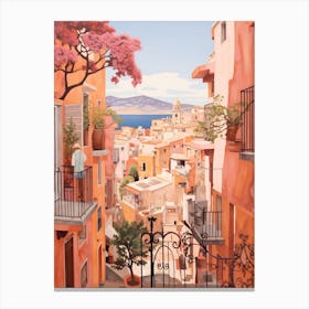 Tenerife Spain 1 Vintage Pink Travel Illustration Canvas Print