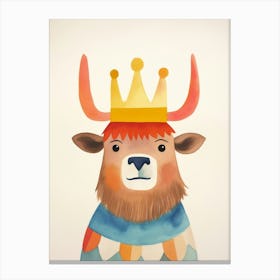 Little Bison 2 Wearing A Crown Canvas Print