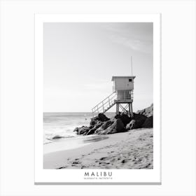 Poster Of Malibu, Black And White Analogue Photograph 3 Canvas Print
