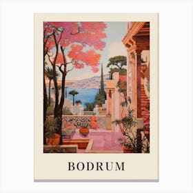 Bodrum Turkey 2 Vintage Pink Travel Illustration Poster Canvas Print