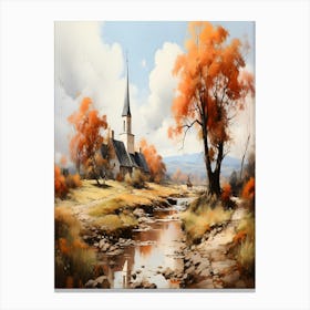 Church By The Stream Canvas Print