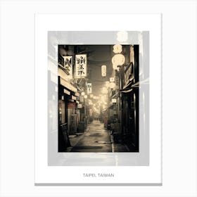 Poster Of Taipei, Taiwan, Black And White Old Photo 3 Canvas Print