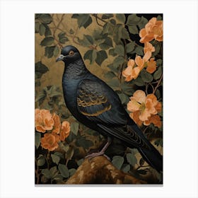 Dark And Moody Botanical Pigeon 1 Canvas Print