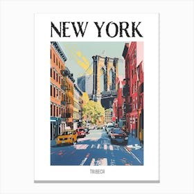 Tribeca New York Colourful Silkscreen Illustration 1 Poster Canvas Print