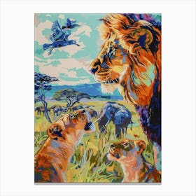 Transvaal Lion Lion In Different Seasons Fauvist Painting 2 Canvas Print