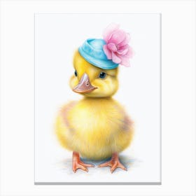 Duckling With A Flower On The Head Illustration 2 Canvas Print