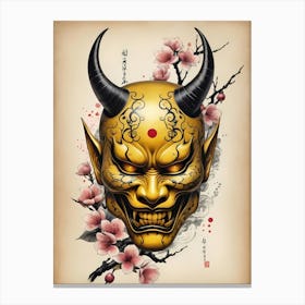 Floral Irezumi The Traditional Japanese Tattoo Hannya Mask (49) Canvas Print