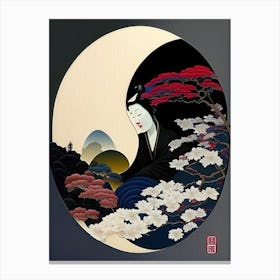 Colour Yin and Yang 3, Japanese Ukiyo E Style Canvas Print