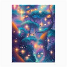 Fantasy Starry Night Forest Canvas Print
