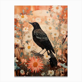 Magpie 2 Detailed Bird Painting Canvas Print