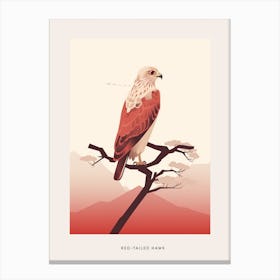 Minimalist Red Tailed Hawk 4 Bird Poster Canvas Print