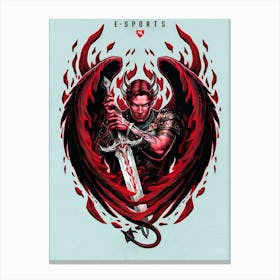 Devil With Sword Canvas Print