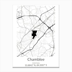 Chamblee,United States Minimalist Map 1 Canvas Print