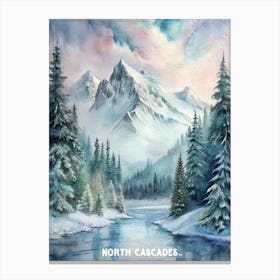 North Cascades National Park Washington Watercolor Painting. Canvas Print