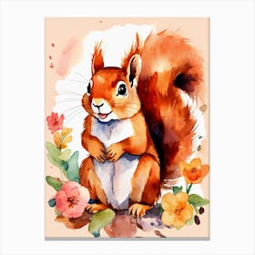 Squirrel Watercolor Painting Canvas Print