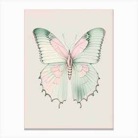 Butterfly Outline Vintage Pastel 2 Canvas Print