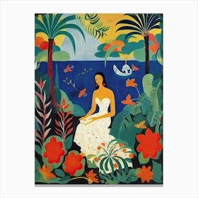 Hawaiian Girl Beach Canvas Print