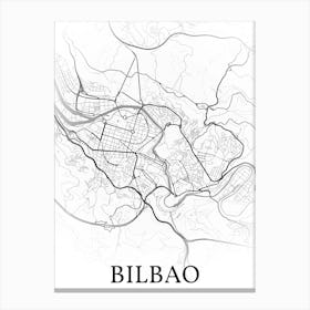 Bilbao, Basque Country, Spain, City Map, Black And White Fade Design Toile