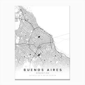 Buenos Aires Buenos Aires Argentina White Map Canvas Print