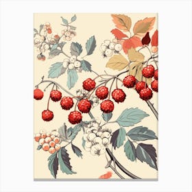 William Morris Style Christmas Botanical 3 Canvas Print