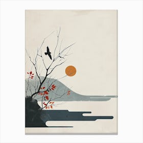 Bird In Tree, Scandinavian Simplicity Canvas Print