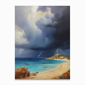 Lightning Storm On The Beach.6 Canvas Print