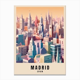 Madrid City Travel Poster Spain Low Poly (13) Canvas Print