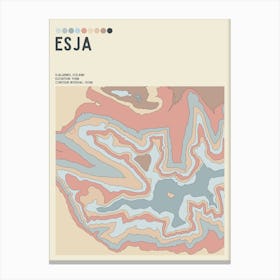 Esja Iceland Topographic Contour Map Canvas Print