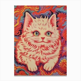 Louis Wain, Kaleidoscope Cat Pink And Orange 0 Canvas Print