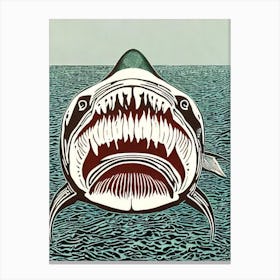 Megamouth Shark Linocut Canvas Print