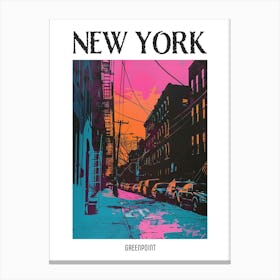 Greenpoint New York Colourful Silkscreen Illustration 2 Poster Canvas Print