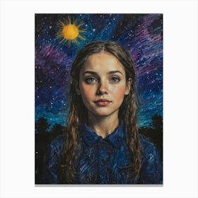 Girl In The Night Sky Canvas Print