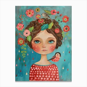 Girl With Flowers 18 Canvas Print