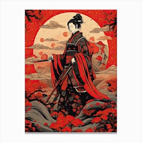 Samurai Ukiyo E Style Illustration 7 Canvas Print