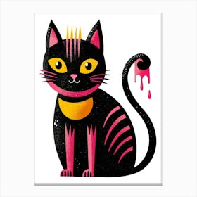 Black Cat With Crown Canvas Print