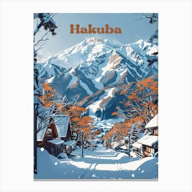 Hakuba Japan Ski Resort Digital Travel Illustration Canvas Print