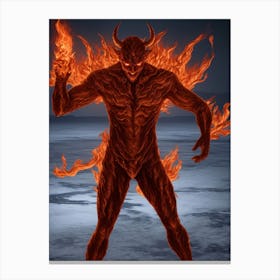 Demon In Flames Canvas Print