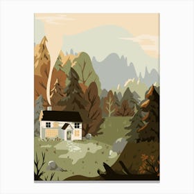 House In The Forest Cute Illustration Canvas Print