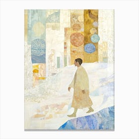 Man Walking In The Snow Canvas Print