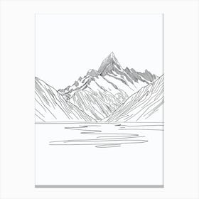 Mount Cook Usa Line Drawing 6 Canvas Print