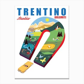 Trentino, Dolomiti in Horseshoe Collage, Italy Canvas Print