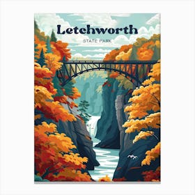 Letchworth State Park Hiking Digital Travel Art Canvas Print